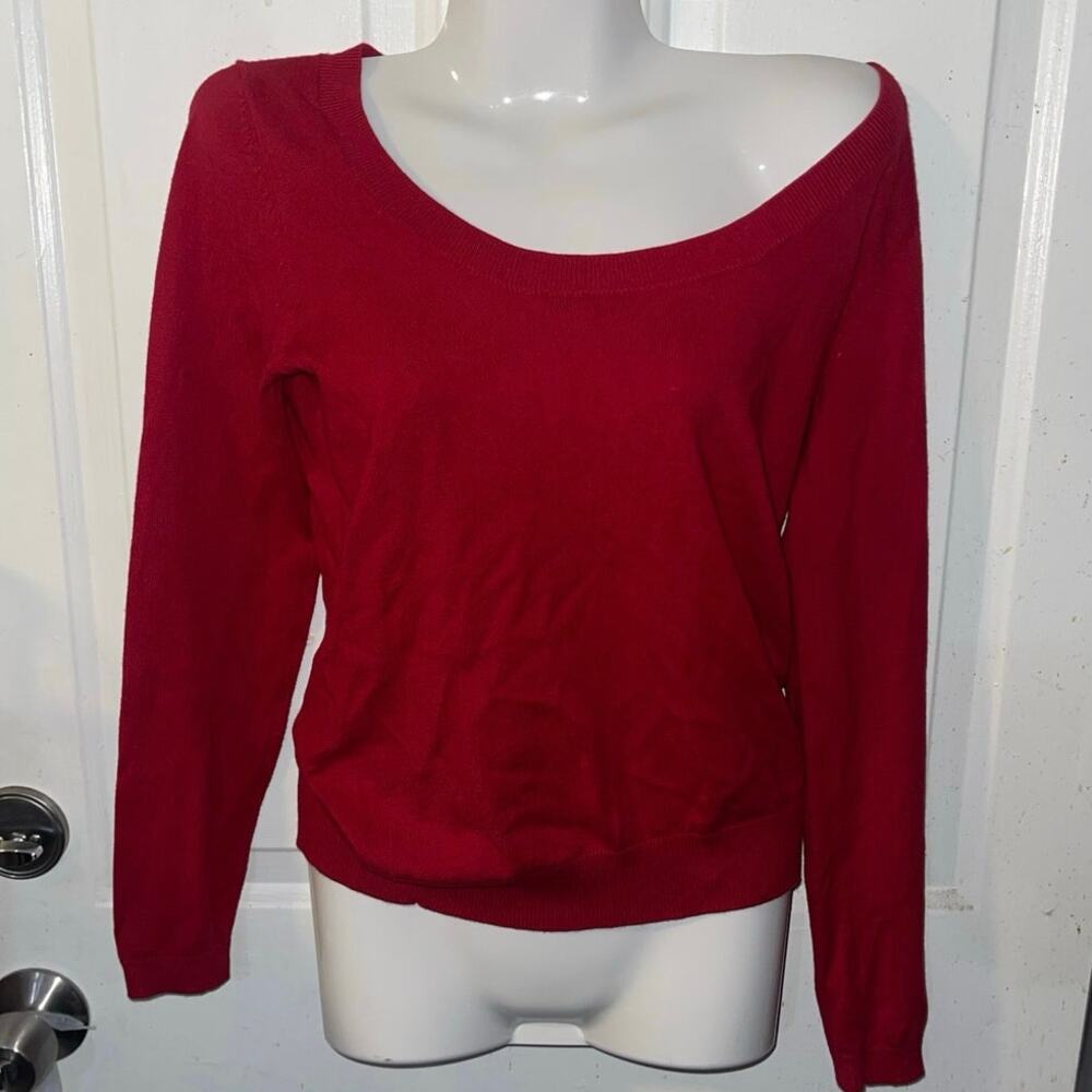 Zara Red Fitted Sweater SZ M Office Casual Minimalist Holiday
